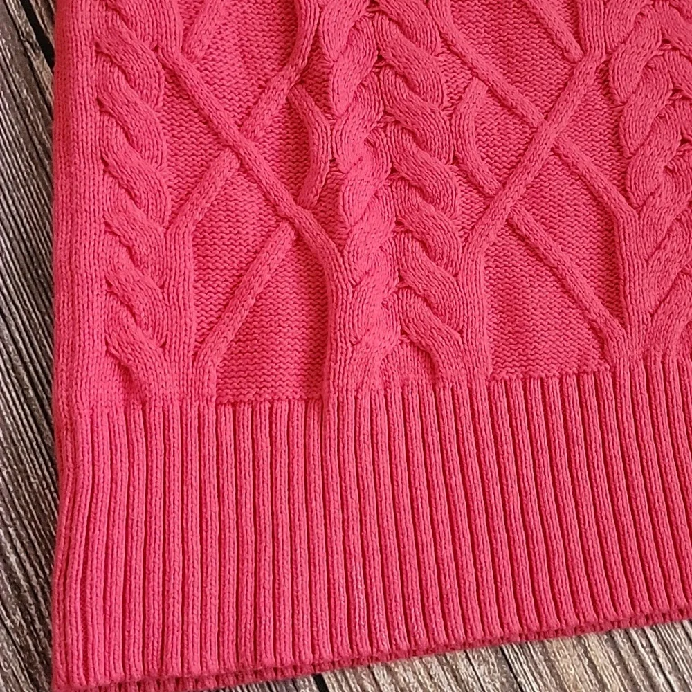 Talbots Pink Cable Knit Turtleneck Sweater - Picture 2 of 6